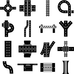 road parts constructor icons set simple style vector image