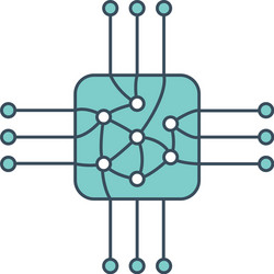 chip icon with ai neural network inside vector