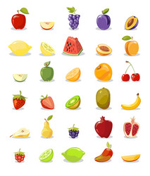 Fruits and slices collection vector