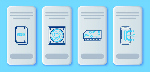 set line computer cooler ram random access memory vector image