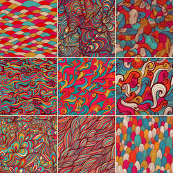set of 9 colorful wave patterns seamlessly vector image