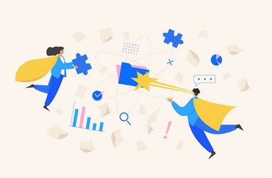 working with data web template cartoon style vector image