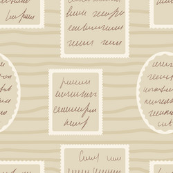 scribble handwritten script text on post stamps vector image