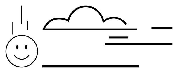 smiling face descending with a cloud and movement vector image