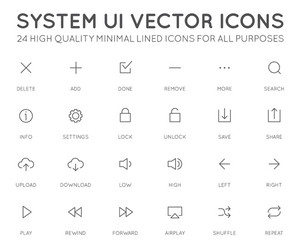 System user interface ui icon set high quality vector