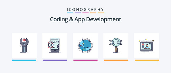coding and app development line filled 5 icon vector image