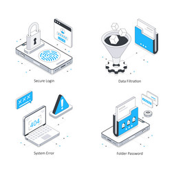 data security isometric set 7 vector image
