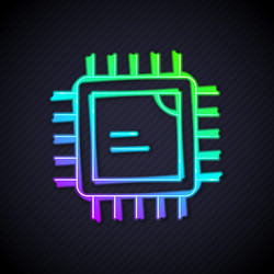 glowing neon line computer processor vector image