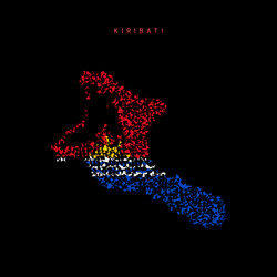 kiribati flag map chaotic particles pattern vector image