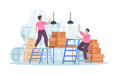 men with ladders background vector