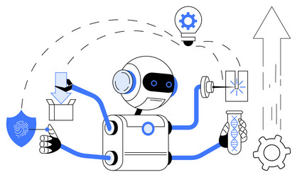 multifunctional robot demonstrating automation vector image