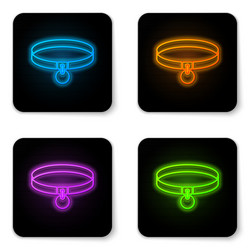 glowing neon collar with name tag icon isolated vector image