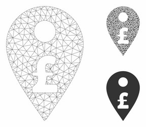 Pound map marker mesh wire frame model vector