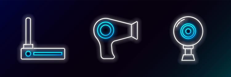 set line web camera router and wi-fi signal vector image