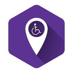 white disabled handicap in map pointer icon vector image