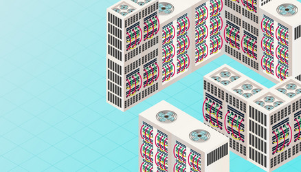 Data network isometric 3d connectrion technology vector