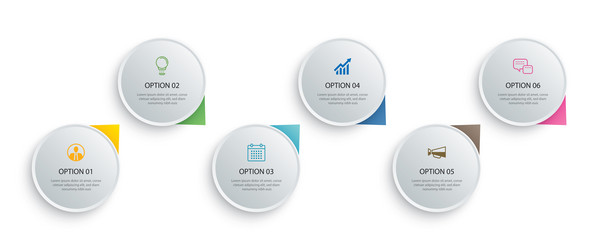infographics circle timeline with 6 number data vector image