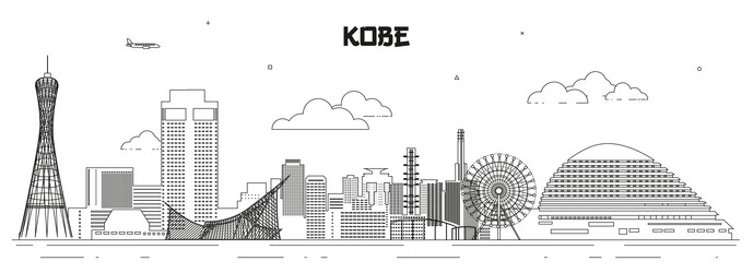 kobe skyline line art Vector Image