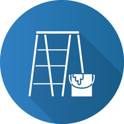 scaffolding ladder with paint bucket flat linear vector image