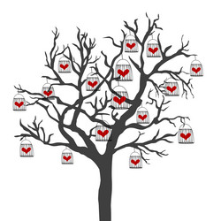 abstract of a tree with bird cages that have vector image