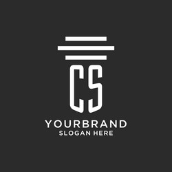 cs initials with simple pillar logo design vector image