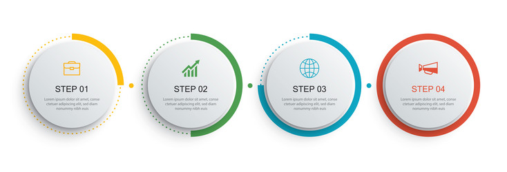 infographics circle timeline with 4 number data vector image