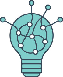 lamp icon with ai neural network inside vector image