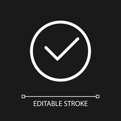tick in circle pixel perfect white linear ui icon vector image