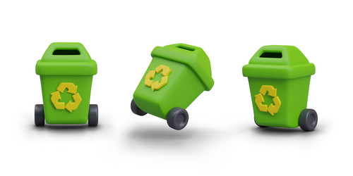 trash can with wheels garbage container vector image