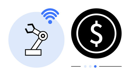 automation in manufacturing linked to financial vector image