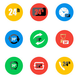 flat 24 hours icons set vector image