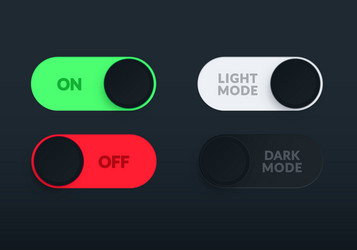 interface switch set with on off light dark mode vector