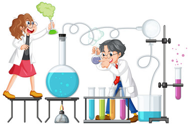 scientist doing science experiment in the lab vector