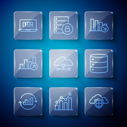 set line pie chart infographic cloud and shield vector image