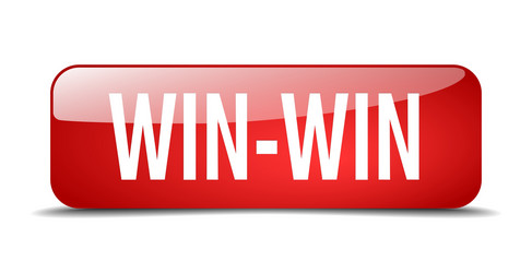 win-win red square 3d realistic isolated web vector image
