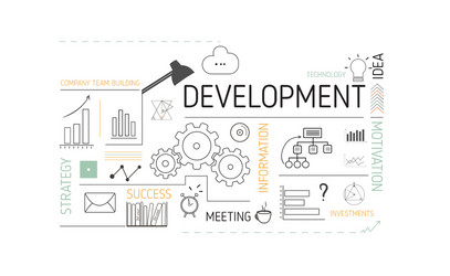 business template page with icons of development vector image