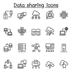 Data Sharing Icon Set - Network & Cloud vector image