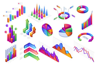 Isometric 3D Data Charts & Graphs vector image
