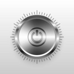 knob round dial realistic metal power on button vector image