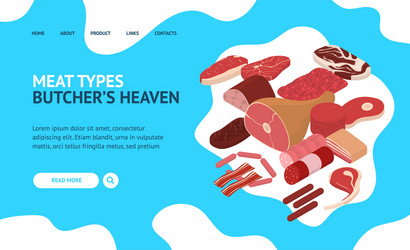 meat concept landing web page 3d isometric view vector image