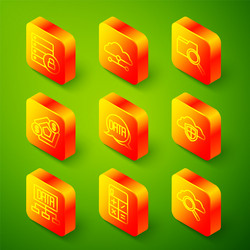 set line server security with padlock network vector image