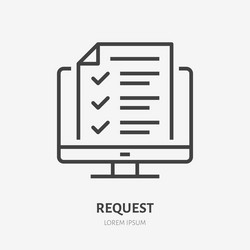 desktop computer with digital questionnaire flat vector image
