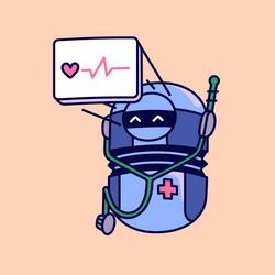 robot medic display cardiogram ecg machine does vector