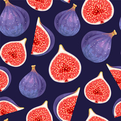 Seamless pattern with fig sliced and whole vector