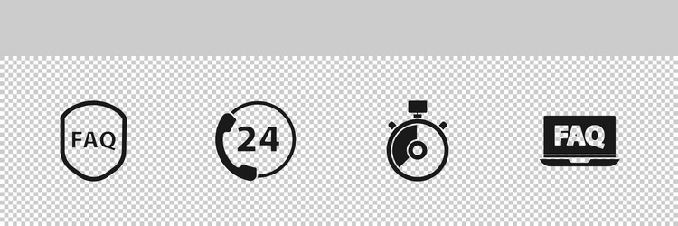 set shield with text faq telephone 24 hours vector image