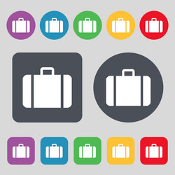 Suitcase icon sign a set of 12 colored buttons vector