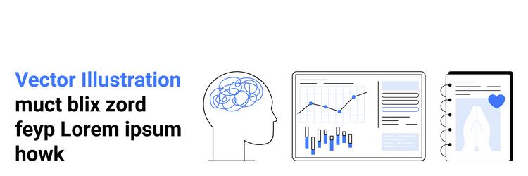 visualization of brain activity data analytics vector image
