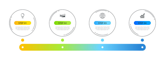 infographics circle timeline with 4 number data vector image