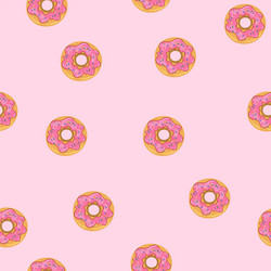 seamless pattern with donuts on a pink background vector image
