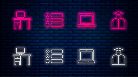 set line task list laptop computer monitor vector image
